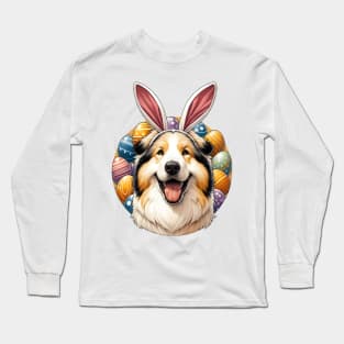 Croatian Sheepdog Enjoys Easter in Bunny Ears Long Sleeve T-Shirt